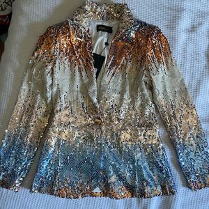 Colorful sequin pants suit